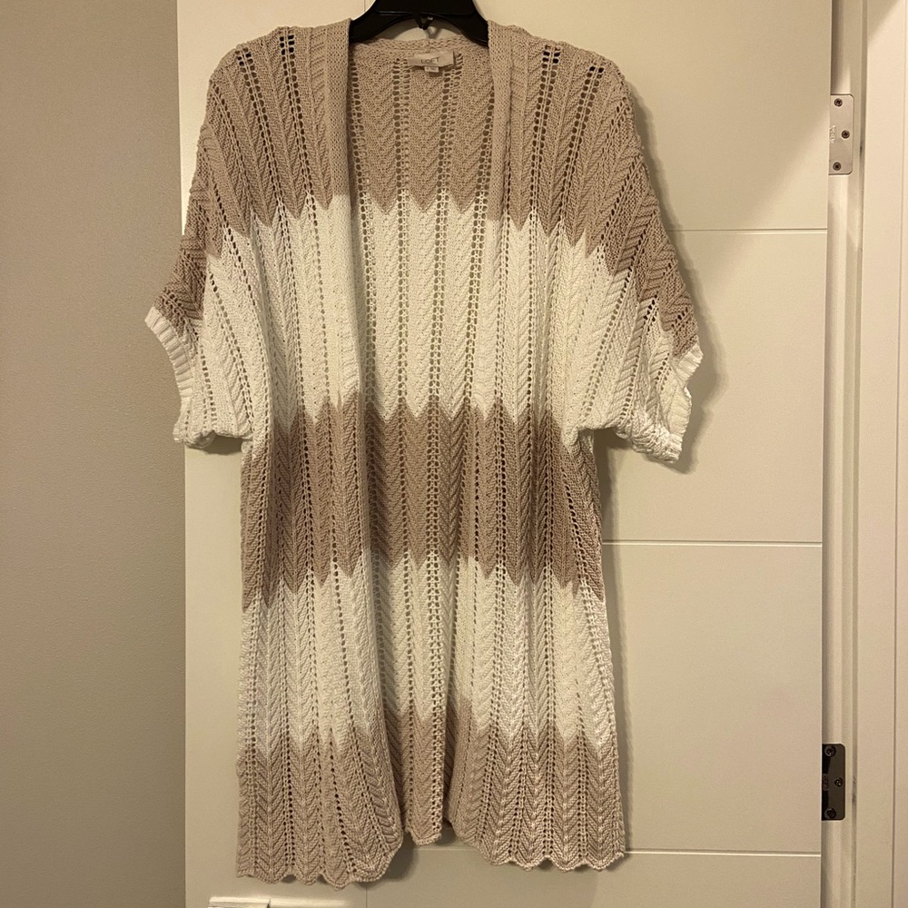Loft Outlet oversize short sleeve color block cardigan—like new!